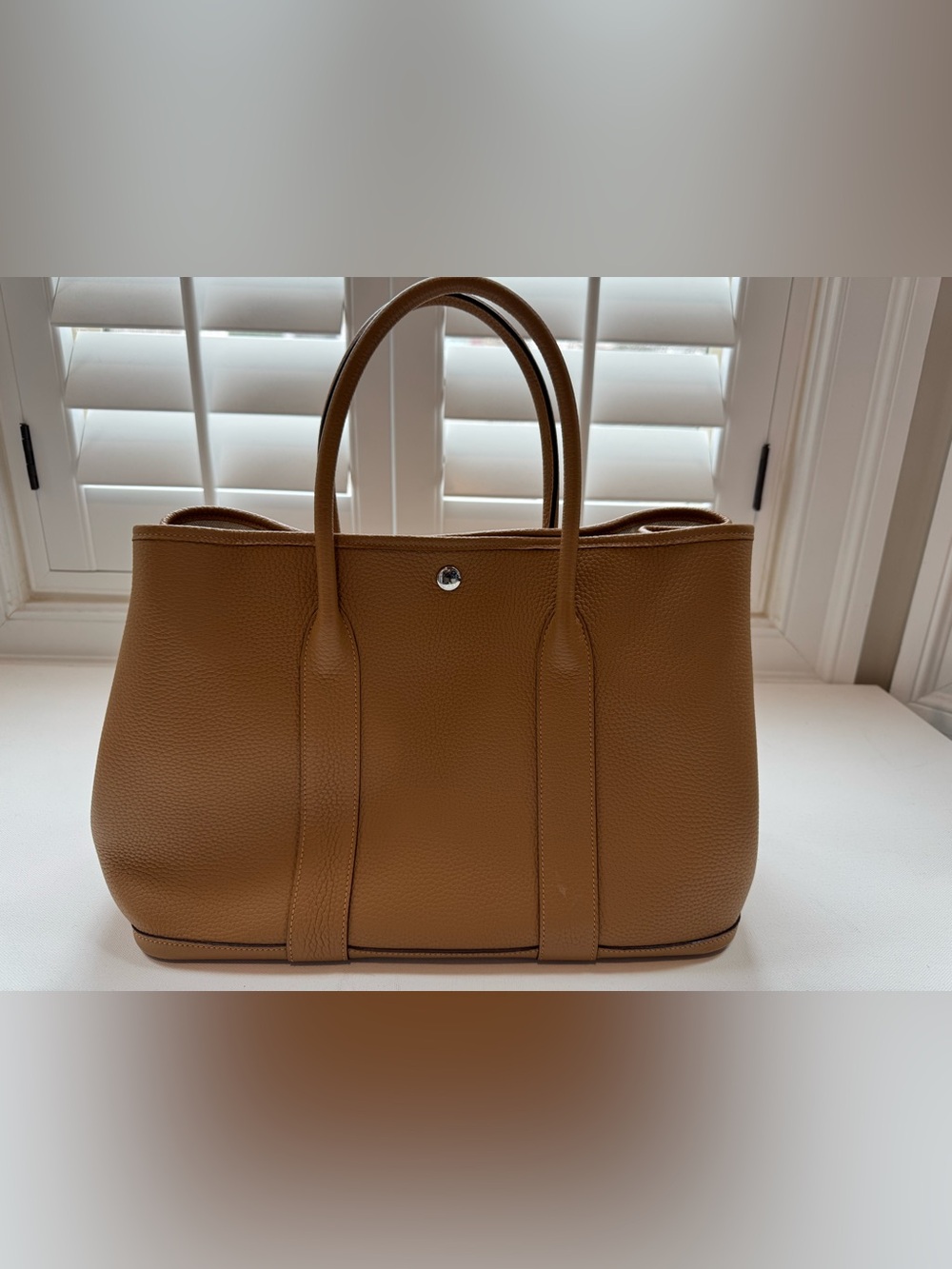 Luxe Cognac Brown Leather Tote Bag